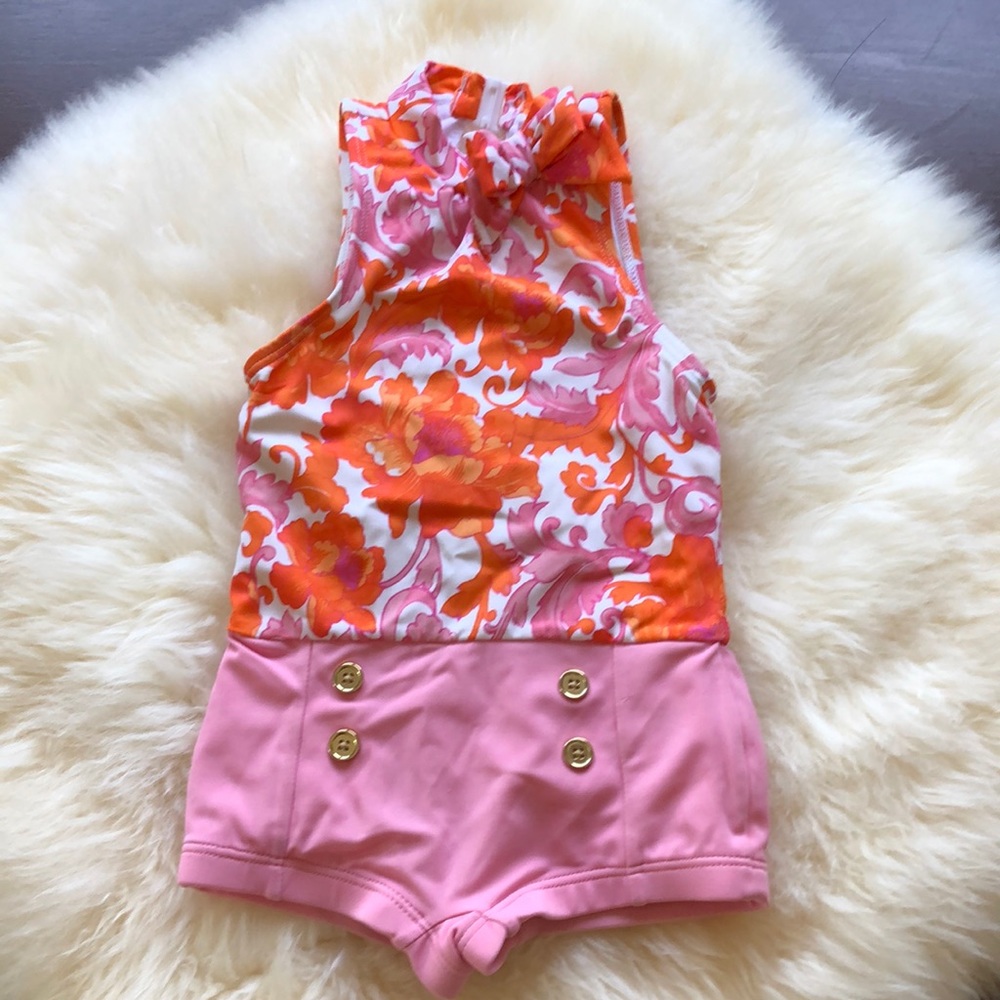 GUC Janie and Jack orange retro swimsuit 18-24 mos